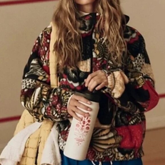 NWT Free People Movement Wild and Free Fleece Pullover Wildflower Retro Jacket - Picture 2 of 6